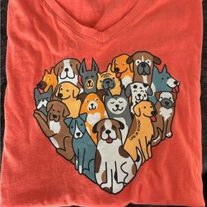 Life Is Good Heart of Dogs Coral/Orange Tee